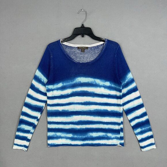 Tommy Bahama Sweater Womens Small Blue White Striped Coastal Resort Vacation - Picture 1 of 14